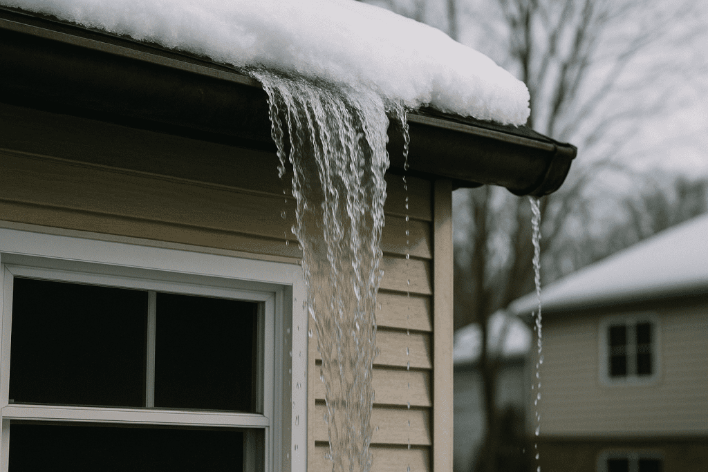 Snow melting on a roof