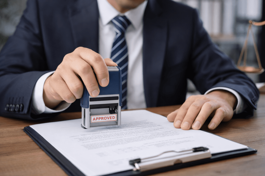 Stamping approved on legal documents